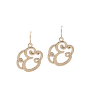 Simple & Personal Fashion Monogram Script Initial Gold Tone Fish Hook Earrings