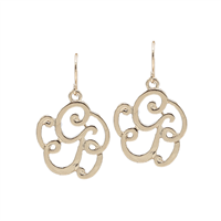Simple & Personal Fashion Monogram Script Initial Gold Tone Fish Hook Earrings