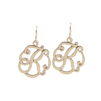 Simple & Personal Fashion Monogram Script Initial Gold Tone Fish Hook Earrings
