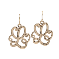 Simple & Personal Fashion Monogram Script Initial Gold Tone Fish Hook Earrings