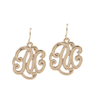 Simple & Personal Fashion Monogram Script Initial Gold Tone Fish Hook Earrings