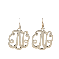 Simple & Personal Fashion Monogram Script Initial Gold Tone Fish Hook Earrings