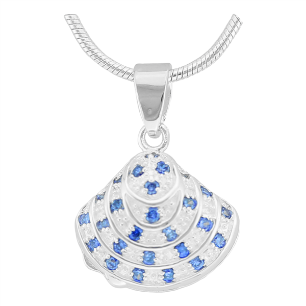 Gorgeous Sparkling Silver & Sapphire Crystal Cubic Zirconia Sterling Silver Stately Pendant Charm