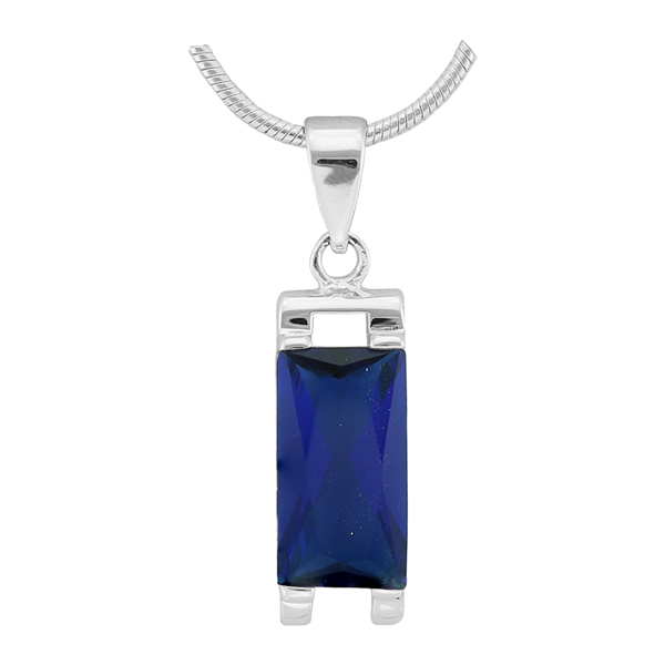 Gorgeous Sparkling Silver & Sapphire Crystal Cubic Zirconia Sterling Silver Imperial Pendant Charm