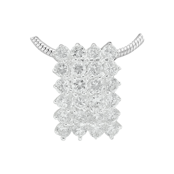 Gorgeous Sparkling Silver & Clear Crystal Cubic Zirconia Sterling Silver Empire Pendant Charm