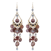 Stylish Decorative Cable Chain Colored Beads, Crystals, and Charms Gold-Tone Fish Hook Earrings