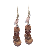Stylish Pearl Beads & Thin Acrylic Charms Gold-Toned Fish Hooks Dangle Earrings