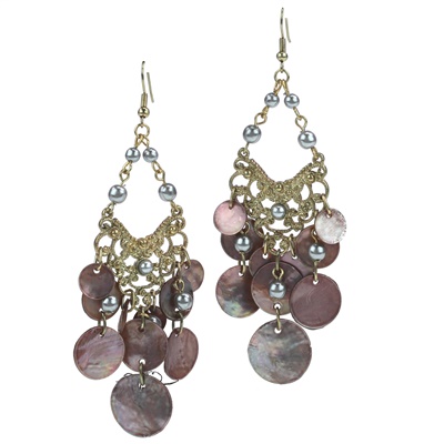 Stylish Decorative Cable Chain Colored Beads and Charms Gold-Tone Fish Hook Earrings