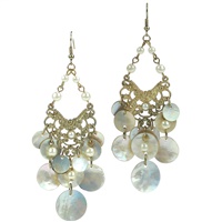 Stylish Decorative Cable Chain Colored Beads and Charms Gold-Tone Fish Hook Earrings