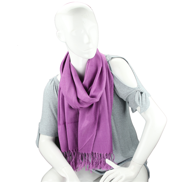 Fashionable Stylish Solid Light Purple Fringed Scarf