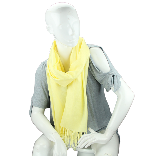 Fashionable Stylish Solid Pastel Yellow Fringed Scarf