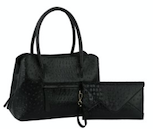 Stylish Black Faux Crocodile Leather Fashion Shoulder Satchel Set