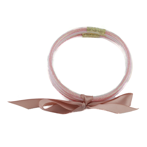 PINK GLITTER FILLED SILICON JELLY BRACELET