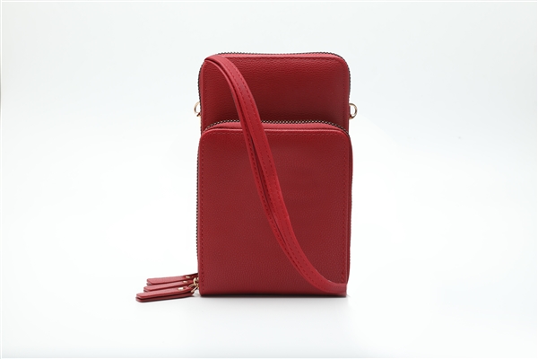 Uniquely Stylish Red Faux Leather Phone Wallet Crossbody
