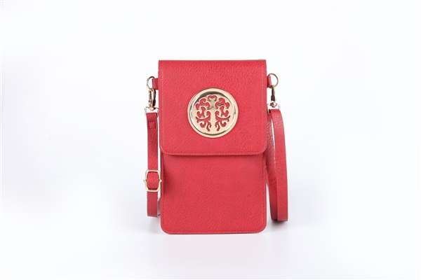 Uniquely Stylish Red Faux Leather Phone Wallet Crossbody