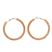 Fashion-Forward Diamond Crystals Orange Chain Gold-Toned Omega Back Hoop Earrings