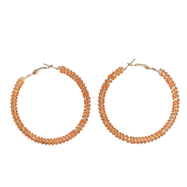 Fashion-Forward Diamond Crystals Orange Chain Gold-Toned Omega Back Hoop Earrings