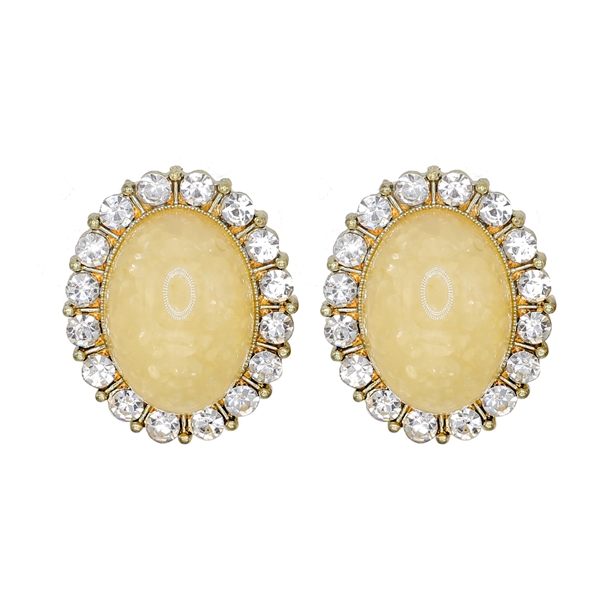 Elegant Fashion Yellow Citrine Stone Sparkling Diamond Crystal Post Earrings