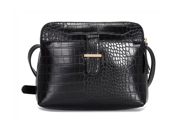 Stylish Fashion Black Faux Crocodile Leather Crossbody Bag