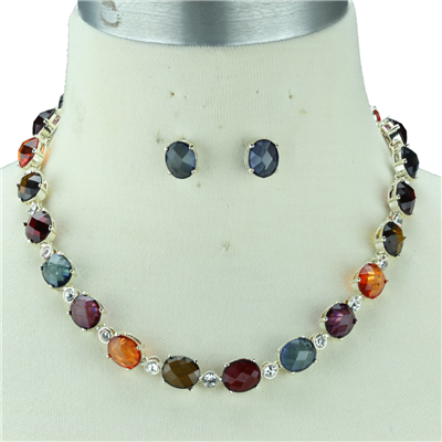 COLORFUL CRYSTAL STONE NECKLACE SET