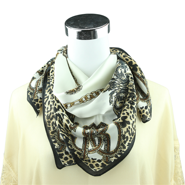 Ivory Chain Link Printed Silk Neckerchief