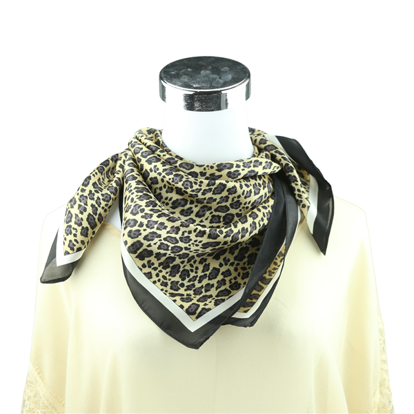 Gold & Black Leopard Printed Silk Neckerchief