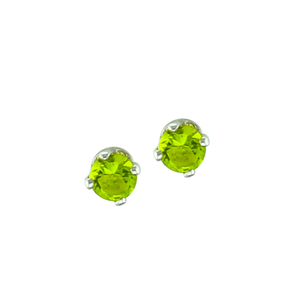 August Birth Stone Sparkling Light Green Crystal Stud Earrings