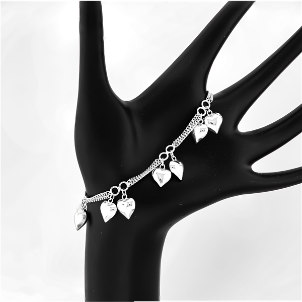 Lovely Multi Double Heart Charm Anklet Bracelet Lobster Clasp