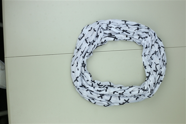 White & Black Cross Printed Pattern Infinity Scarf