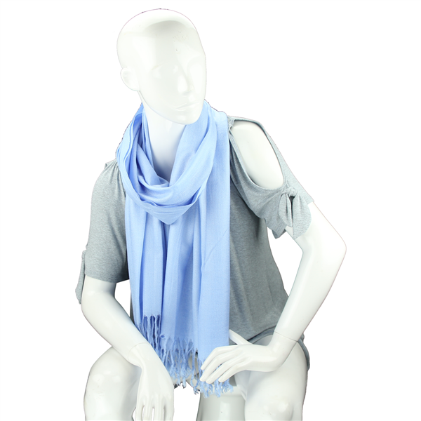 Fashionable Stylish Solid Sky Blue Fringed Scarf