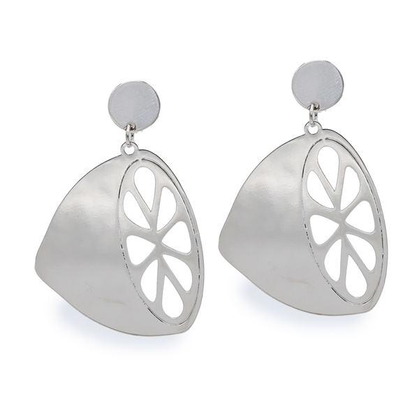 Stylish Juicy Silver-Toned Lemon Statement Stud Drop Earrings