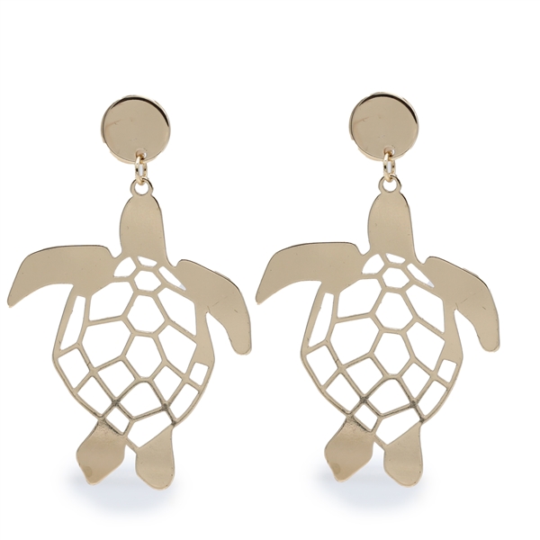 Stylish Lively Gold-Toned Turtle Statement Stud Drop Earrings
