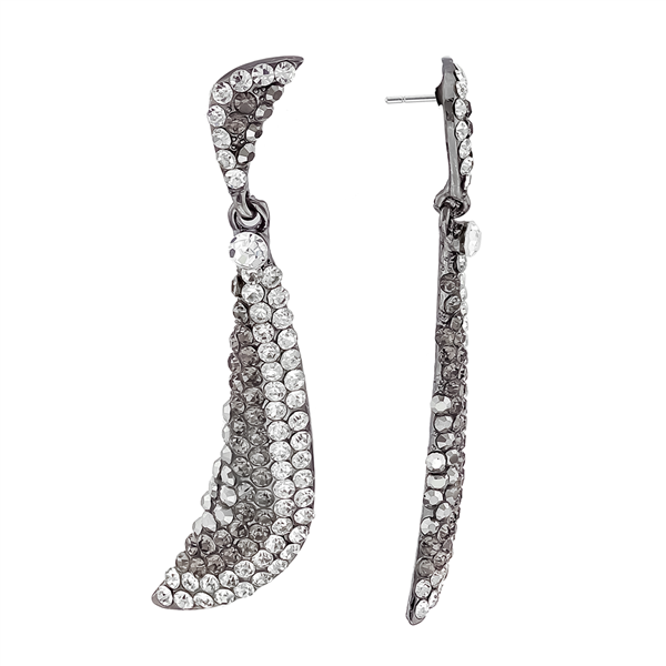 Classy Splendid Sparkling Gray & Clear Crystal Drop Silver-Toned Stud Earrings