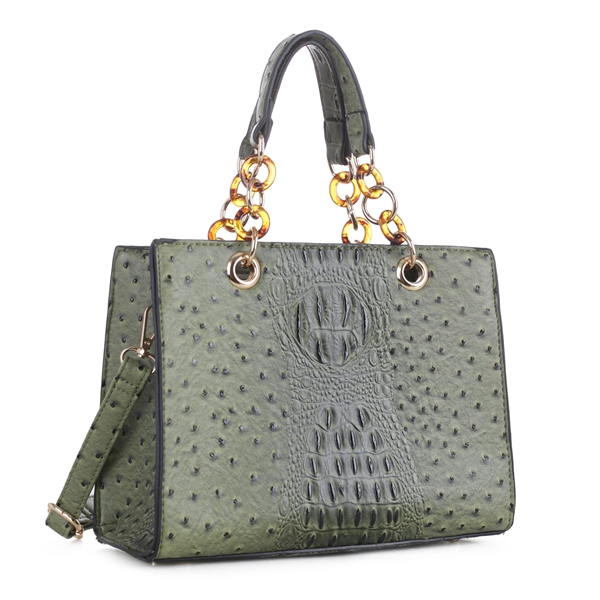 Transparent Linked Faux Leather Olive Wholesale Handbag