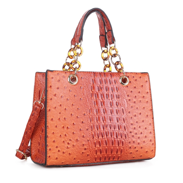 Transparent Linked Faux Leather Orange Wholesale Handbag