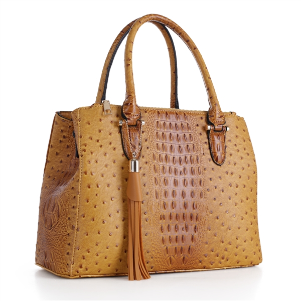 Mustard Faux Alligator Skin Mellow Tote Handbag