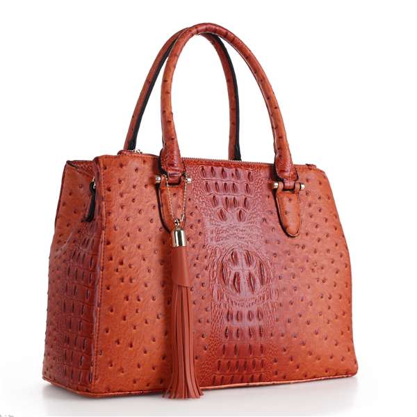 Orange Faux Alligator Skin Mellow Tote Handbag