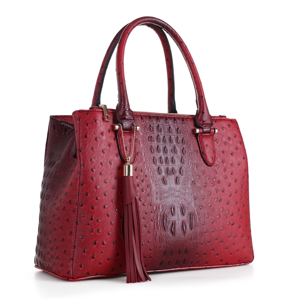 Red Faux Alligator Skin Mellow Tote Handbag