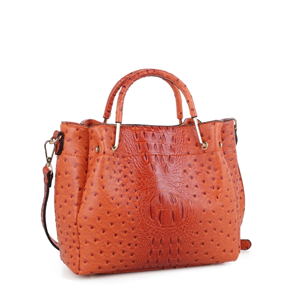 Elegant & Spacious Faux Leather Orange Wholesale Handbag