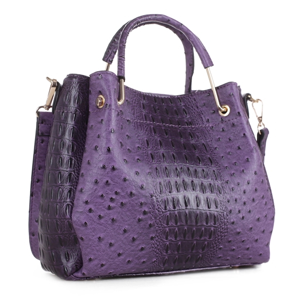 Elegant & Spacious Faux Leather Purple Wholesale Handbag