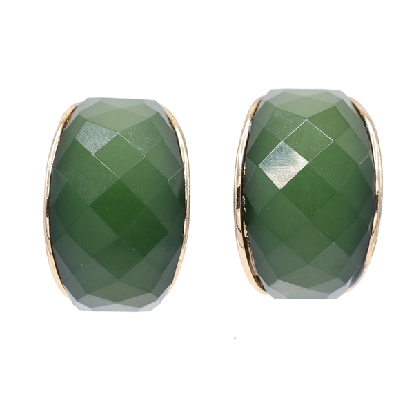 Unique Stylish Green Stone Gold-Toned Stud Cuff Earrings