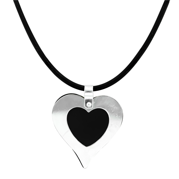 Fashion Heart Rubber Sterling Silver Lobster Clasp Necklace