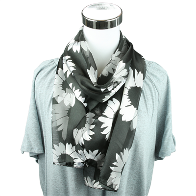 Black & White Sunflower Print Scarf