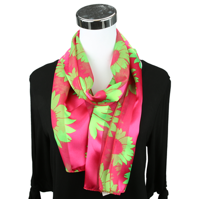 Pink & Green Sunflower Print Scarf