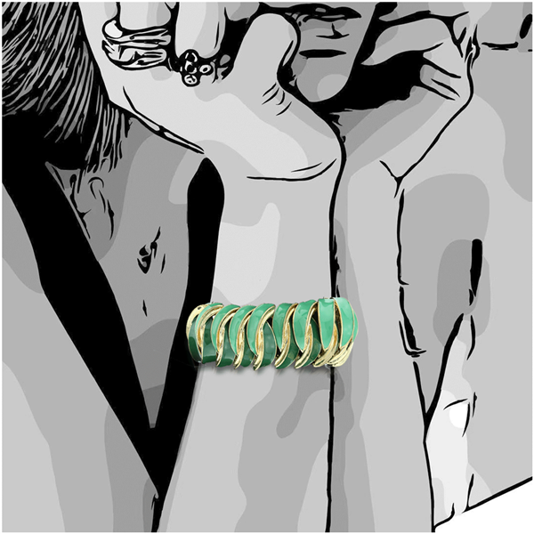 Two-Tone Wavy Green Bracelet