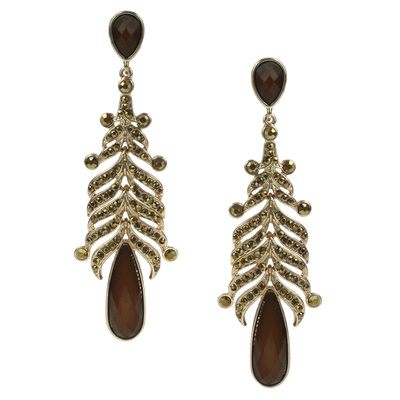 LIGHT SMOKED TOPAZ STONE DROP EARRINGS