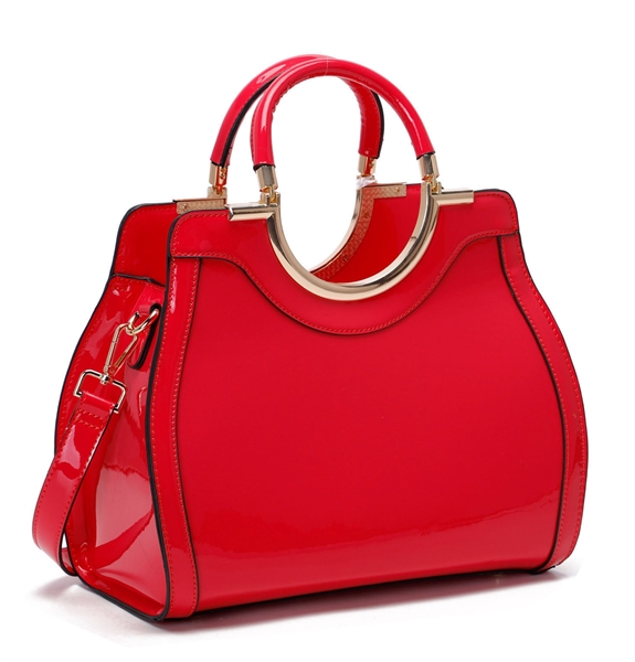 Stylish Red Patent Leather Satchel