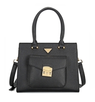 Stylish Fashion Black Faux Leather Satchel