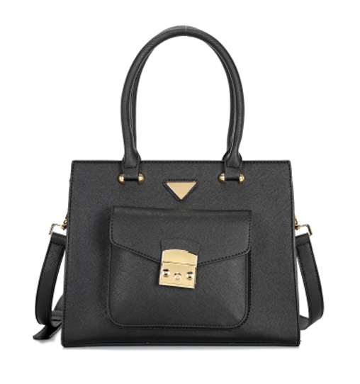 Stylish Fashion Black Faux Leather Satchel