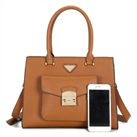 Stylish Fashion Brown Faux Leather Satchel